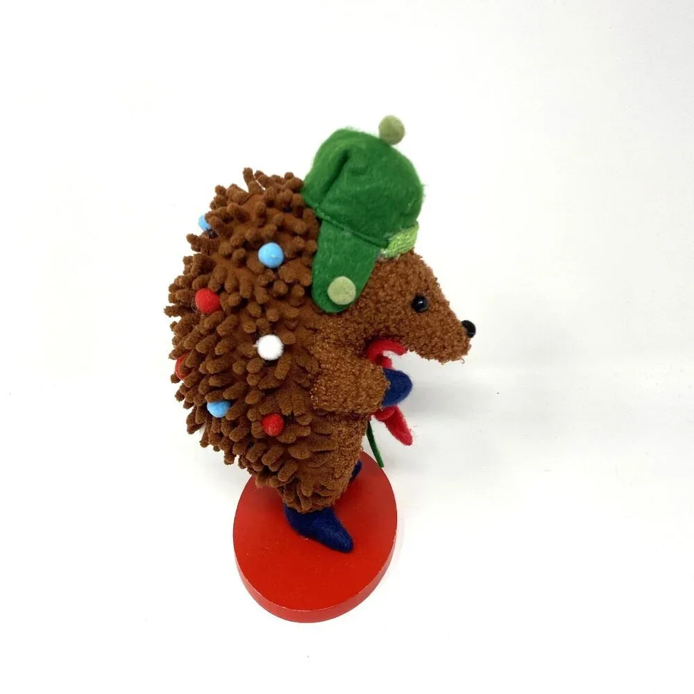 Target Faux Shearling Hedgehog Poinsettia Christmas Animal Figurine Wondershop™